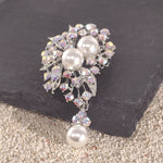 Load image into Gallery viewer, SO SEOUL Quinn Pearl in White Dangles Aurore Boreale Crystal Rollover Clasp Brooch
