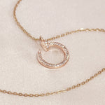 Load image into Gallery viewer, SO SEOUL Nail It Encrusted Pavé Diamond Simulant Zirconia Rose Gold Pendant Chain Necklace
