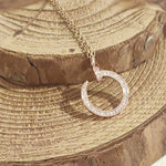 Load image into Gallery viewer, SO SEOUL Nail It Encrusted Pavé Diamond Simulant Zirconia Rose Gold Pendant Chain Necklace
