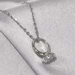 Load image into Gallery viewer, SO SEOUL Athena Solitaire Ring Charm Diamond Simulant Zirconia Fixed Chain Necklace
