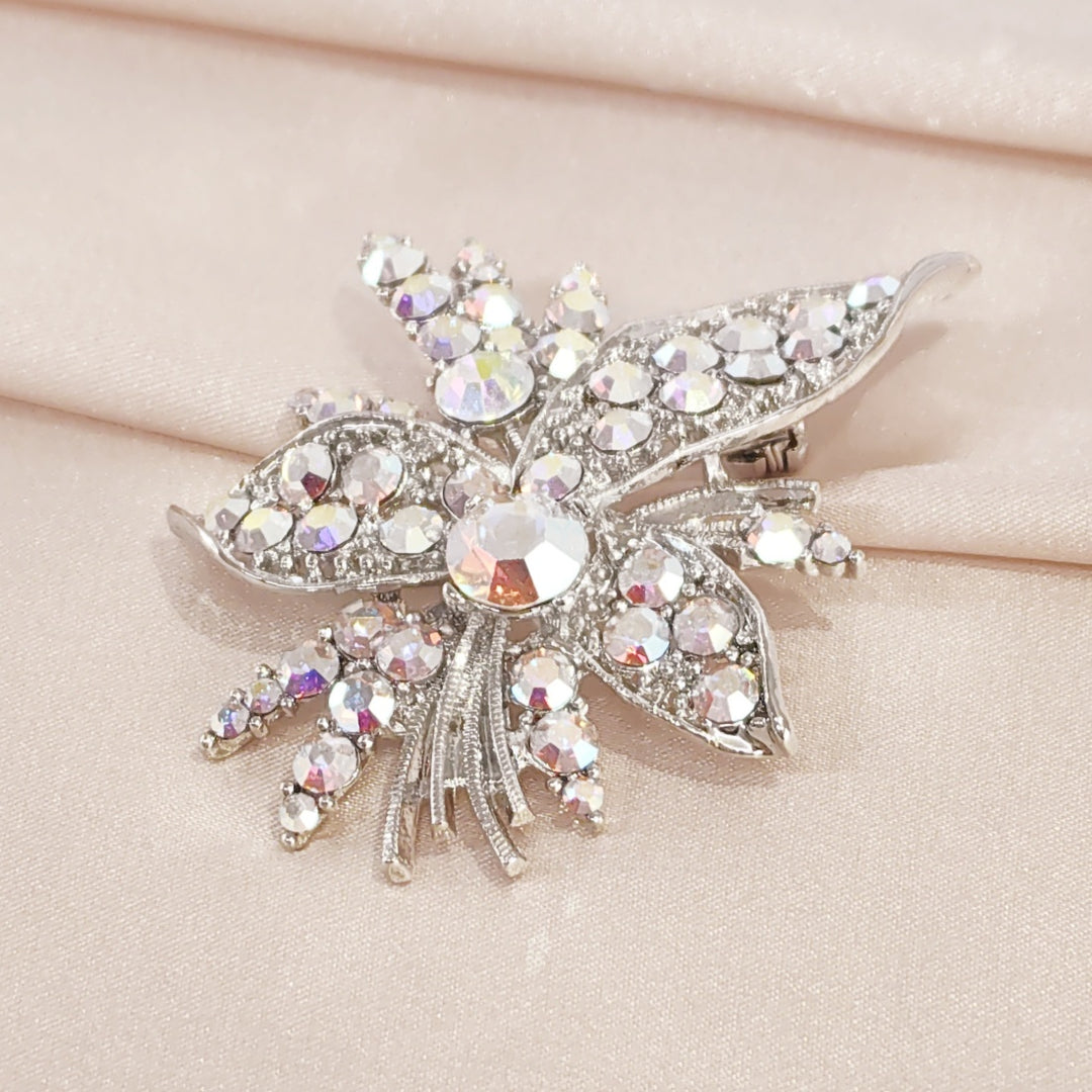 SO SEOUL Leilani Oversized Flower Bouquet Aurore Boreale Austrian Crystal Rollover Clasp Brooch