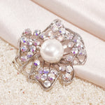 Load image into Gallery viewer, SO SEOUL Leilani Oversized Pearl and Aurore Boreale Crystal Flower Brooch
