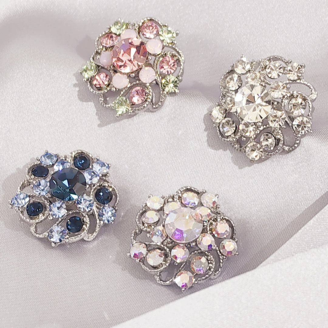 SO SEOUL Leilani Flower Swirl Mixed Colored Austrian Crystal Mini Baby Brooch Keronsang Pin Hijab