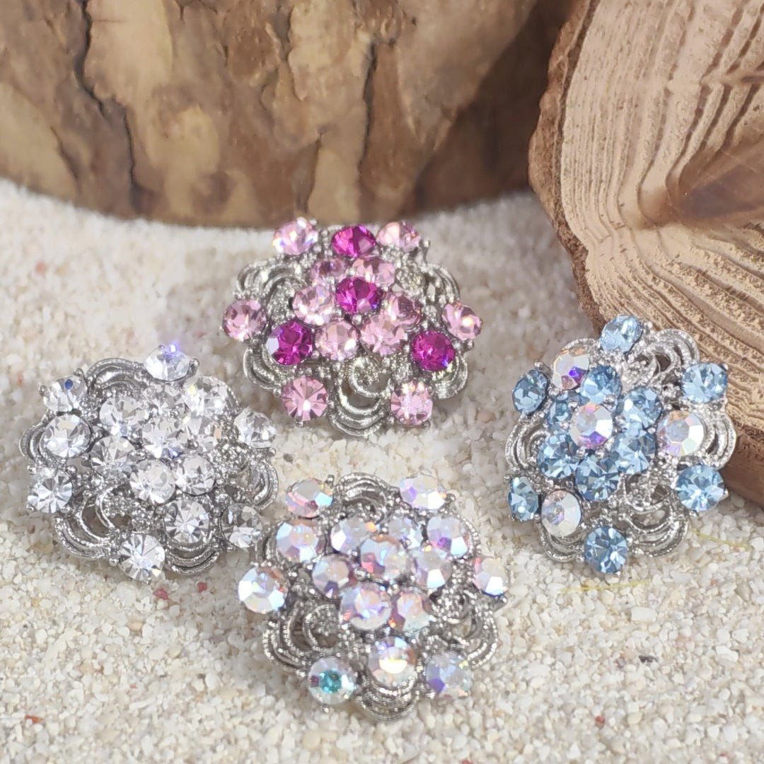 SO SEOUL Leilani Blossom Brooch – Elegant Austrian Crystal Cluster Kerongsang Pin for Hijab