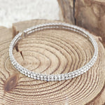 Load image into Gallery viewer, SO SEOUL Chiara Classic Double Row Twin Together Austrian Crystal Circle Adjustable Open-End Bangle
