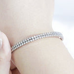 Load image into Gallery viewer, SO SEOUL Chiara Classic Double Row Twin Together Austrian Crystal Circle Adjustable Open-End Bangle
