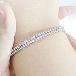 Load image into Gallery viewer, SO SEOUL Chiara Classic Double Row Twin Together Austrian Crystal Circle Adjustable Open-End Bangle
