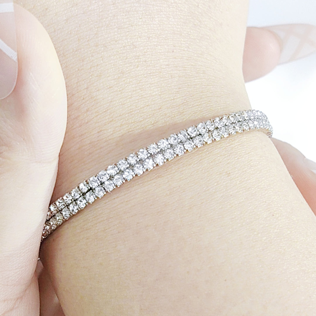 SO SEOUL Chiara Classic Double Row Twin Together Austrian Crystal Circle Adjustable Open-End Bangle