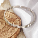 Load image into Gallery viewer, SO SEOUL Chiara Classic Double Row Twin Together Austrian Crystal Circle Adjustable Open-End Bangle
