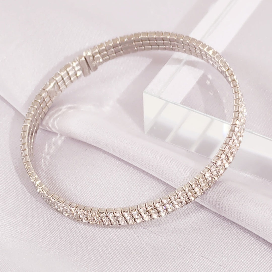 SO SEOUL Chiara Classic Triple Row Together Austrian Crystal Circle Adjustable Open-End Bangle