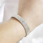 Load image into Gallery viewer, SO SEOUL Chiara Classic Quintuple Row Five Layered Austrian Crystal Adjustable Open-End Bangle
