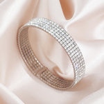 Load image into Gallery viewer, SO SEOUL Chiara Classic Quintuple Row Five Layered Austrian Crystal Adjustable Open-End Bangle
