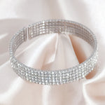 Load image into Gallery viewer, SO SEOUL Chiara Classic Quintuple Row Five Layered Austrian Crystal Adjustable Open-End Bangle

