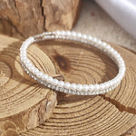 Load image into Gallery viewer, SO SEOUL Chiara Classic Double Row Pearl Austrian Crystal Adjustable Open-End Bangle