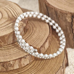 Load image into Gallery viewer, SO SEOUL Quinn Pearl in White Double Row Austrian Crystal Circle Spiral Adjustable Open-End Bangle