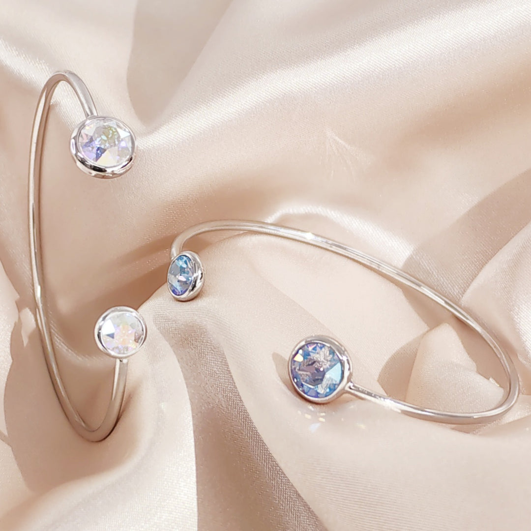 Bella Aurore Boreale or Light Sapphire Shimmer Swarovski® Crystal Adjustable Open Bangle