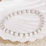 Load image into Gallery viewer, SO SEOUL Quinn Pearl in White with Multi Beads Austrian Crystal Elastic Bracelet