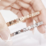 Load image into Gallery viewer, SO SEOUL Bumble Bee Honeycomb Encrusted Diamond Simulant Cubic Zirconia Rhodium/Rose Gold Side Hinged Bangle
