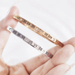 Load image into Gallery viewer, SO SEOUL Roman Numeral Encrusted Diamond Simulant Cubic Zirconia Silver/Rose Gold Side Hinged Bangle

