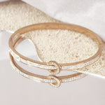 Load image into Gallery viewer, SO SEOUL Olivia Orbit Round Circle Double Row Insets Austrian Crystal Rose Gold Side Hinged Bangle