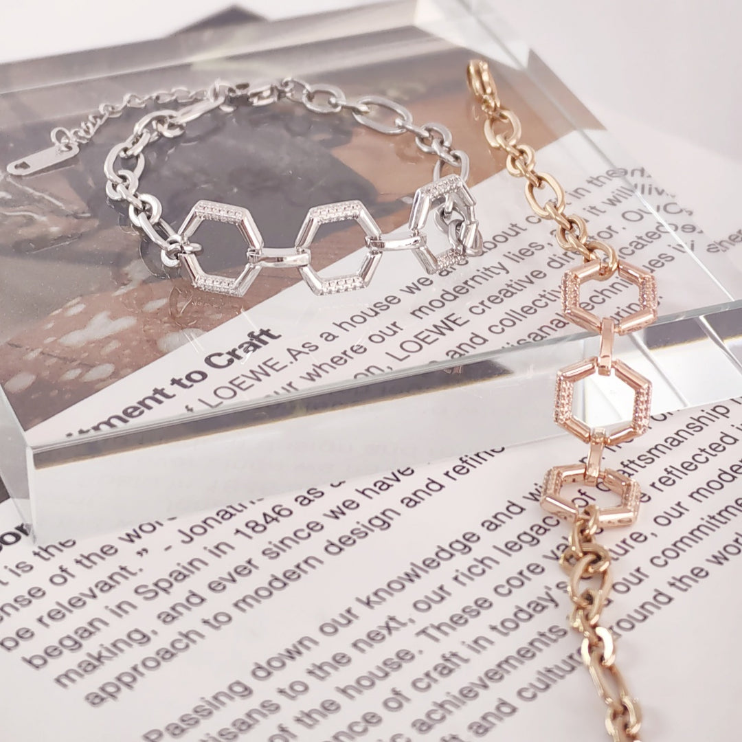 SO SEOUL Glimmering Geometric Diamond Simulant Bracelet