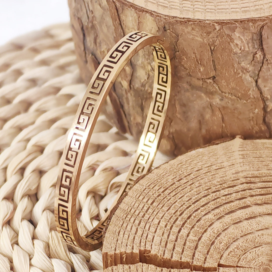 Greek Bangles SO SEOUL Greek Meander Key Gorgeous Maze Rose Gold Side Hinged Bangle ...