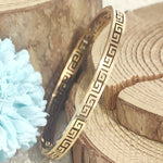 Load image into Gallery viewer, SO SEOUL Greek Meander Key Gorgeous Maze Rose Gold Side Hinged Bangle
