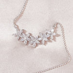 Load image into Gallery viewer, SO SEOUL Leilani Flower Petals Quintuple Diamond Simulant Cubic Zirconia with Fixed Chain Necklace