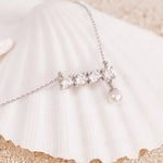 Load image into Gallery viewer, SO SEOUL Everleigh Solitaire Dangle White Pearl Diamond Simulant Cubic Zirconia Fixed Chain Necklace
