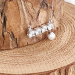 Load image into Gallery viewer, SO SEOUL Everleigh Solitaire Dangle White Pearl Diamond Simulant Cubic Zirconia Fixed Chain Necklace
