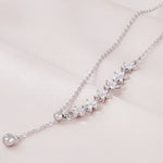 Load image into Gallery viewer, SO SEOUL Everleigh Drop Flower Dangle Diamond Simulant Cubic Zirconia Fixed Necklace

