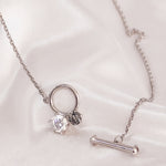 Load image into Gallery viewer, SO SEOUL Eleanor White and Grey Diamond Simulant Zircon Solitaire Fixed Chain T-Bar Lariat Necklace