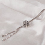 Load image into Gallery viewer, SO SEOUL Sequoia Cubie 3D Rubik Cube Aurore Boreale Austrian Crystal Adjustable Long Lariat Necklace
