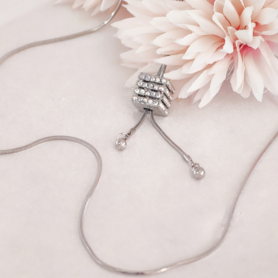 SO SEOUL Sequoia Cubie 3D Rubik Cube Aurore Boreale Austrian Crystal Adjustable Long Lariat Necklace