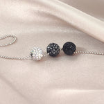 Load image into Gallery viewer, SO SEOUL Arwen Blackberry Triple Lollipop Jet Black Austrian Crystal with Fixed Ball Chain Necklace

