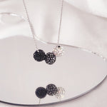 Load image into Gallery viewer, SO SEOUL Arwen Blackberry Triple Lollipop Jet Black Austrian Crystal with Fixed Ball Chain Necklace
