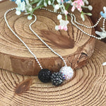 Load image into Gallery viewer, SO SEOUL Arwen Blackberry Triple Lollipop Jet Black Austrian Crystal with Fixed Ball Chain Necklace
