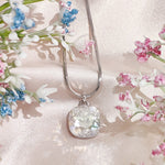 Load image into Gallery viewer, SO SEOUL Carina Cushion Square Moonlight or Light Sapphire Shimmer Austrian Crystals Pendant Chain Necklace