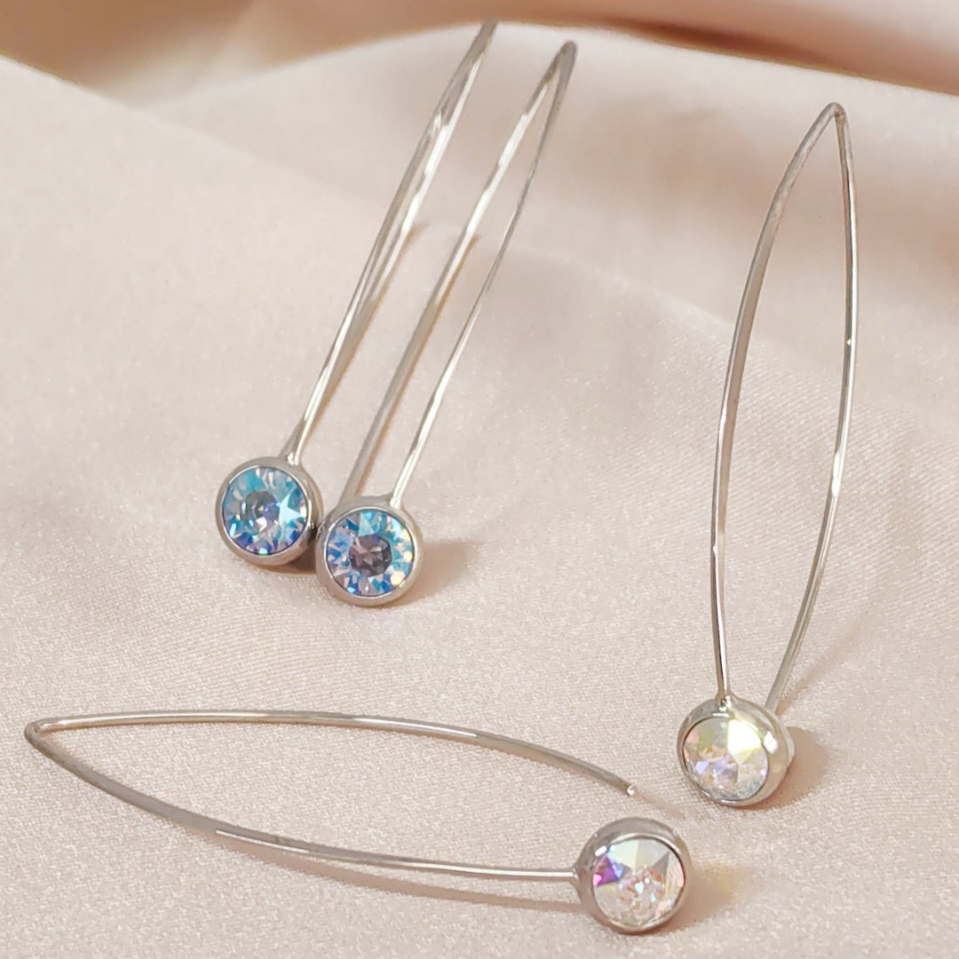 SO SEOUL Bella Aurore Boreale or Light Sapphire Shimmer Swarovski® Crystal Fancy Earwire Earrings