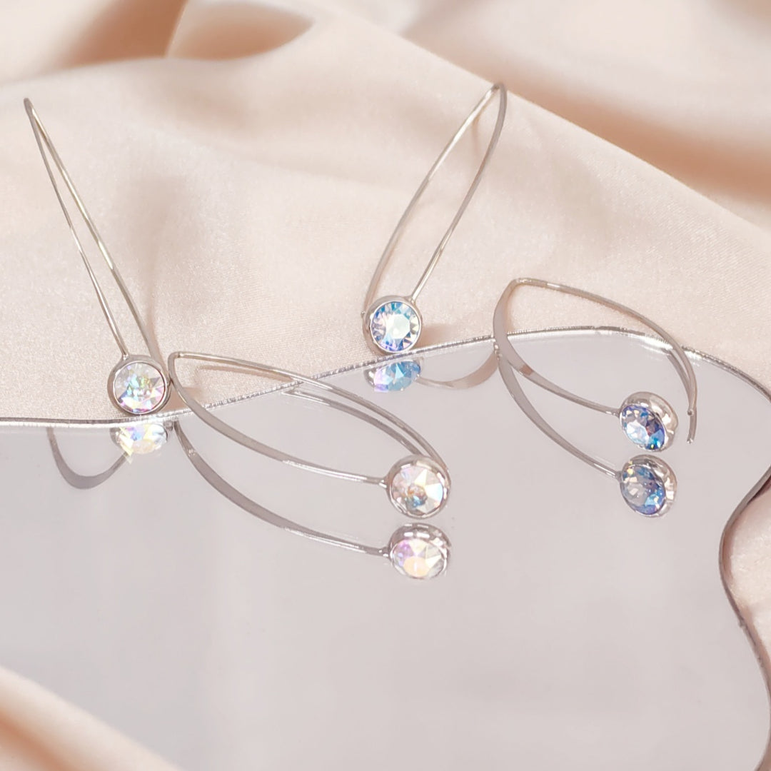 SO SEOUL Bella Aurore Boreale or Light Sapphire Shimmer Swarovski® Crystal Fancy Earwire Earrings