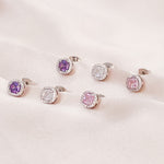 Load image into Gallery viewer, SO SEOUL Halo Cushion Cut Square Shaped Diamond Simulant Cubic Zirconia Pierced Stud Earrings