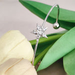 Load image into Gallery viewer, SO SEOUL Aster Star Surrounded with Round White Austrian Crystal Adjustable Cuff Bangle