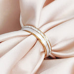 Load image into Gallery viewer, SO SEOUL Annecy Full Band with Mother of Pearl Encrusted Crystal Rose Gold Ring