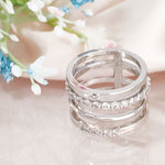 Load image into Gallery viewer, SO SEOUL Bianca Quadruple-Band Silver Ring with Diamante Diamond Simulant Cubic Zirconia Accents