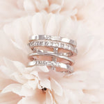 Load image into Gallery viewer, SO SEOUL Bianca Quadruple-Band Silver Ring with Diamante Diamond Simulant Cubic Zirconia Accents
