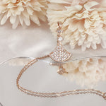 Load image into Gallery viewer, SO SEOUL Roseate Wavy Fan Pavé Diamond Simulant Cubic Zirconia Rose Gold Fixed Chain Necklace