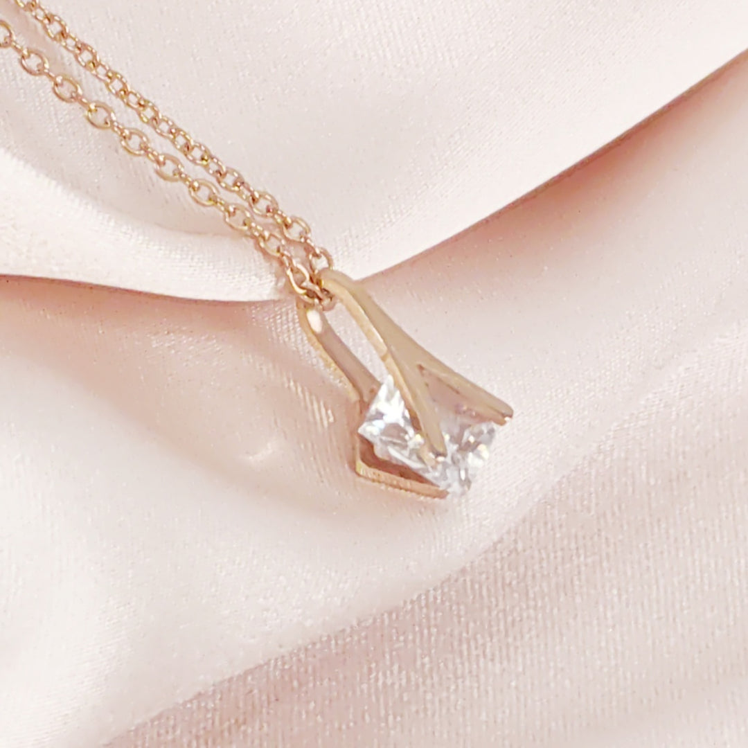 SO SEOUL Attract Y Emerald Square Diamond Simulant Cubic Zirconia Rose Gold Pendant Chain Necklace