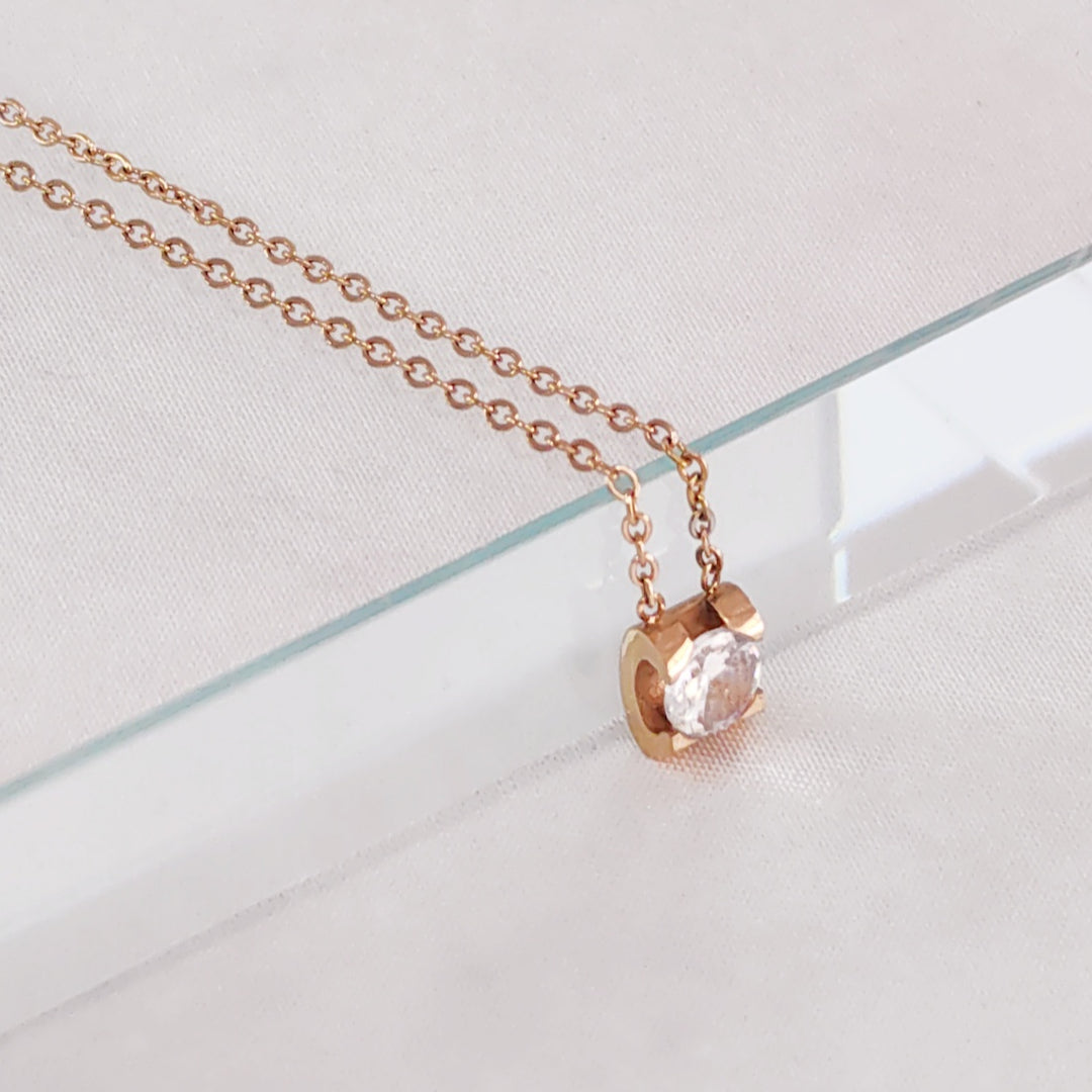 SO SEOUL Athena 0.5 CT Solitaire Diamond Simulant Zircon Rose Gold Fixed Necklace