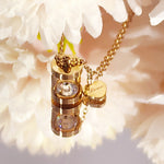 Load image into Gallery viewer, SO SEOUL Eleanor Hourglass Necklace – Rose Gold Chain with Side Heart &amp; CZ Diamond Simulant Charm