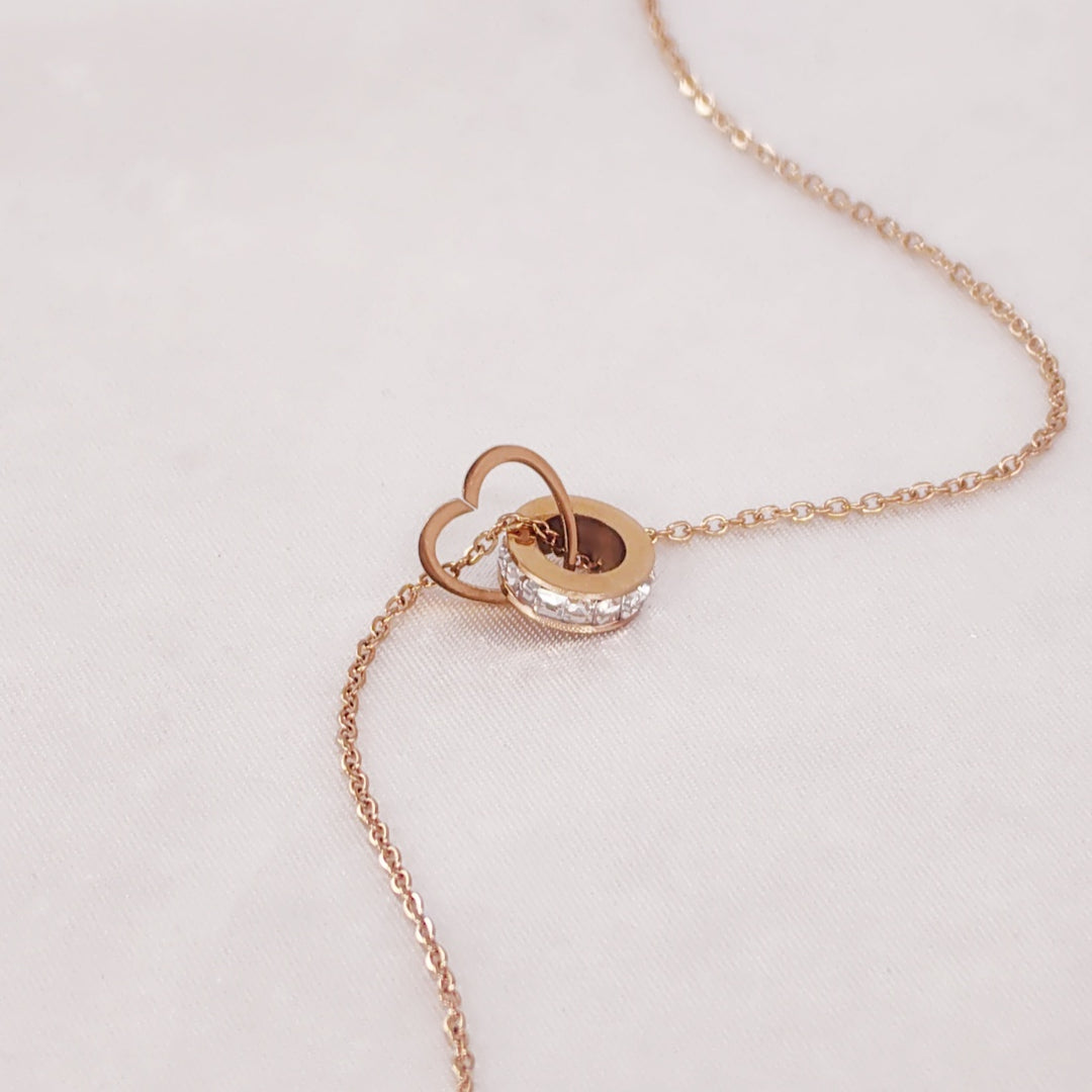 SO SEOUL Aurelia Barrel Love Interlocking Diamond Simulant Cubic Zirconia Rose Gold Pendant Necklace